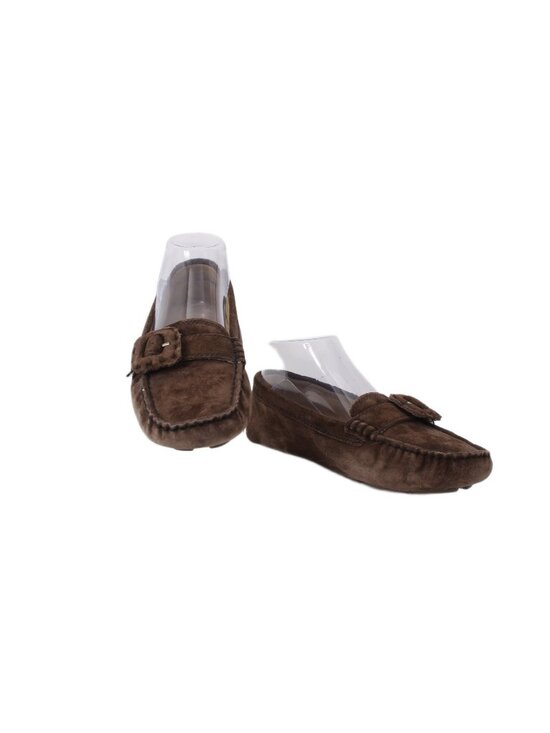 UGG Shoes - UGG Slippers Sz 6.5 Brown Buckle Detail Slip On Leather Suede Fur Slippers